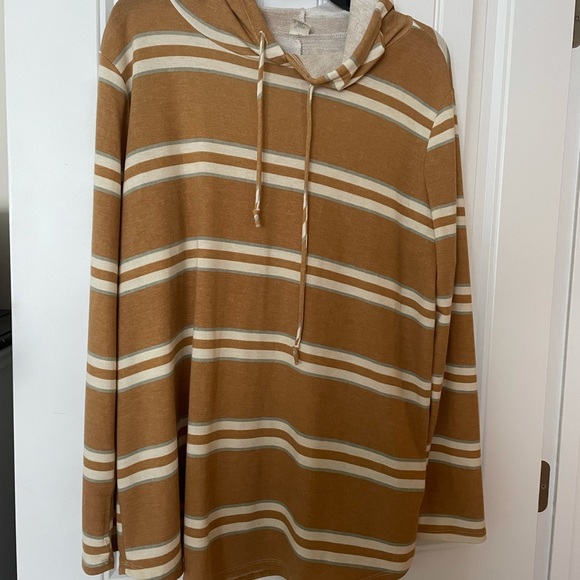 Sew in Love XL Mustard Striped Tunic Hoodie - Picture 1 of 5